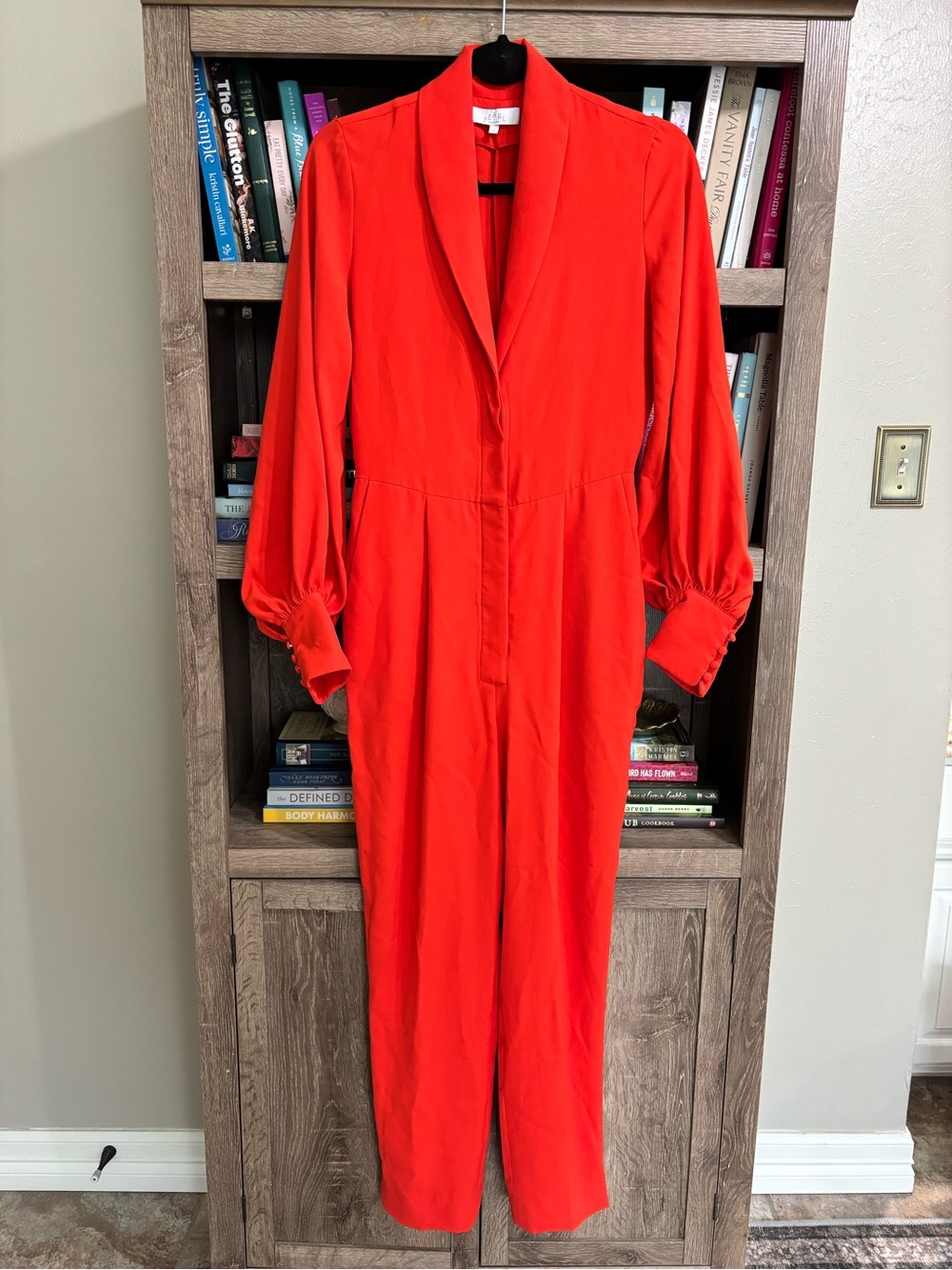 Pearl by Lela Rose- Fluid Crepe Long-Sleeve Jumpsuit, Size 0
